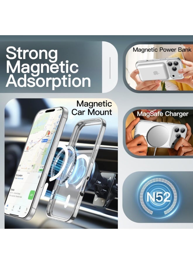 حافظة مغناطيسية لهاتف iPhone 17 Pro Max مقاس 6.9 بوصة متوافقة مع MagSafe، حافظة هاتف رفيعة ومقاومة للصدمات بظهر شفاف غير لامع (شفاف بلوري) - Image 3
